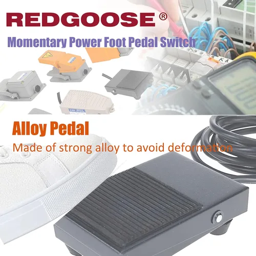 Miniatura 5 de Interruptor de pedal de pie de potencia momentánea 250VCA 10A SPDT 1NO1NC Interruptor de pie resistente con cable de 6 pies, color negro
