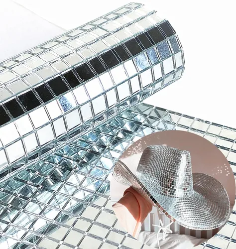 Miniatura 11 de REDODECO Adhesivos de Mosaico de Espejos de Cristal Real en Plata para Manualidades, Azulejos de Cristal Cuadrados Autoadhesivos, 5mm por 5mm