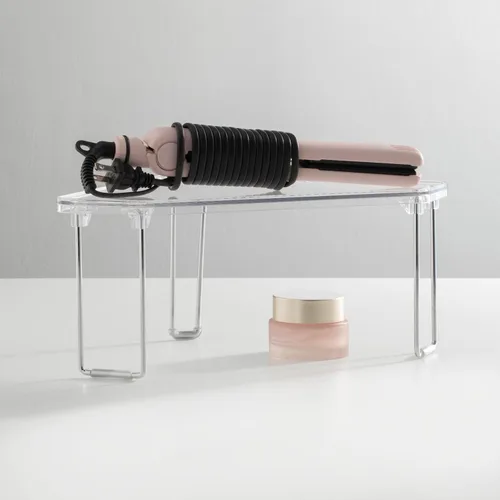 Miniatura 2 de mDesign - Estante apilable de esquina de plástico/acero, estante organizador de almacenamiento para baño, tocador, encimera, fregadero, gabinete