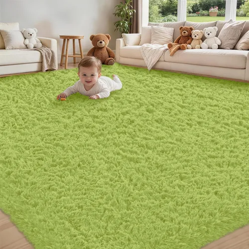 Miniatura 31 de Alfombra de Área 8x10 para Sala de Estar: Alfombras Shag Gris Claro Ultra Suaves y Esponjosas, Alfombra Grande Difusa de Felpa