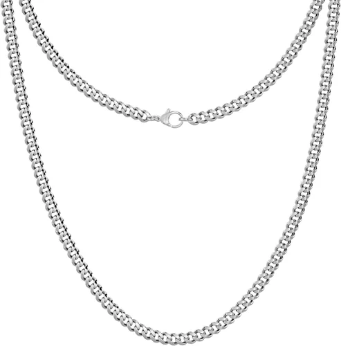 Silvadore 4mm CURB Cuban Chain For Men Necklace - Silver Stainless Steel Tone - Diamond Cut Miami Link Jewelry Women Male Guys Man - Strong Heavy