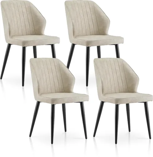 Miniatura 12 de TUKAILAi Juego de 2 sillas de comedor modernas, tapizadas de piel sintética con respaldo curvado y patas de metal, cómodas sillas laterales