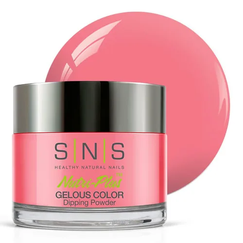 SNS Polvo de inmersión de uñas, polvo de inmersión de color geloso, rosa eléctrico (rosa), color de uñas de larga duración dura 14 días, bajo olor y