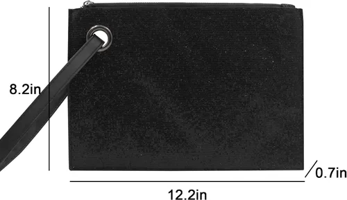 Miniatura 7 de Caviotess Bolso de mano con lentejuelas brillantes para mujer, bolso de noche con purpurina para fiesta, boda, Negro