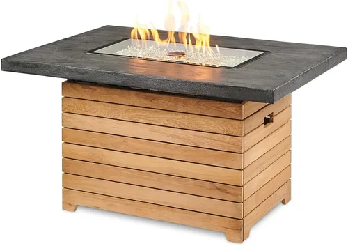 Miniatura 10 de Outdoor GreatRoom Co - Mesa para hoguera de propano – Darien – Pozos de gas para patio exterior – Mesa rectangular de hormigón Everblend de 44