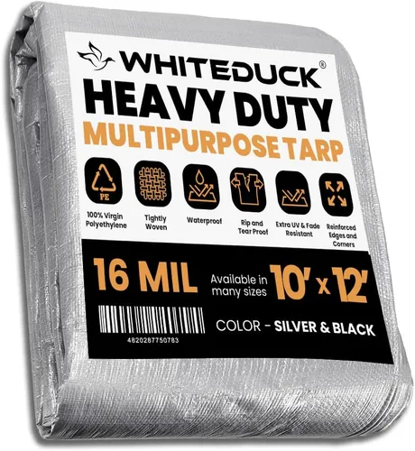 Miniatura 52 de WHITEDUCK Lona de polietileno súper resistente de 16 mil de grosor, 12 x 16 pies, impermeable, 100% resistente a los rayos UV, a prueba de Azul- 16
