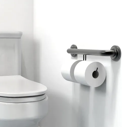 Miniatura 9 de Barra de agarre compatible con ADA con soporte para papel higiénico (2 megarrollos), soporte de peso de 500 libras, 1-1/4 x 16 pulgadas para montaje
