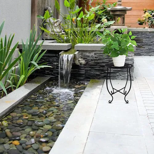 Miniatura 5 de TLBTEK 2 soportes redondos para macetas de interior de 10 pulgadas, soportes de metal para plantas al aire libre, moderno soporte para macetas