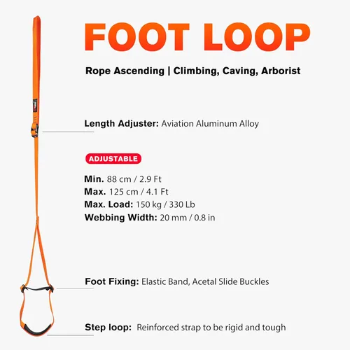 Miniatura 2 de GM CLIMBING Eslinga ascendente ajustable para cuerda ascendente escalada arborista ayuda espeleología equipo de escalada SRT cuerda caminar rana