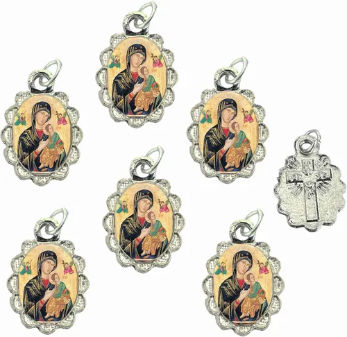 Miniatura 20 de Catholica Shop Colgante de medalla pequeña en tono plateado para ropa religiosa católica - Jesús, María y Santos, paquete de 6
