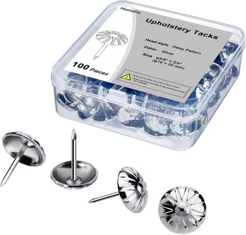 Miniatura 3 de Tachuelas de tapicería para muebles, clavos de tapicería vintage de 5/8 pulgadas, 100 tachuelas de muebles resistentes para tapicería, clavos