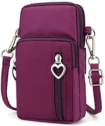 Miniatura 4 de Bolso bandolera Oxford con cremallera para teléfono celular para Samsung Galaxy S24+ S23 FE S23 S22 S21 S20 FE S10e A01 A54 Rosado