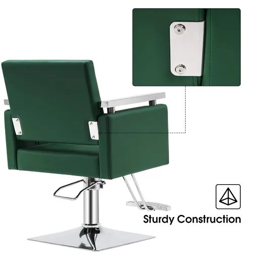 Miniatura 4 de BarberPub Silla de peluquero hidráulica clásica Silla de salón de peluquería para estilista Equipo de spa de belleza 8808 (verde)