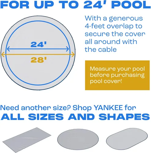 Miniatura 6 de Yankee - Cubierta de red de hojas para piscina redonda sobre el suelo de 24 pies, resistente de 0.15 pulgadas, red para proteger de hojas, desechos