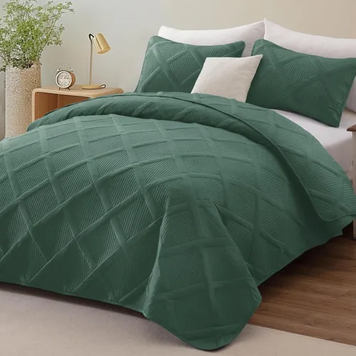 Miniatura 2 de Exclusivo Mezcla - Juego de edredón king extragrande, juego de ropa de cama verde para cama king, con 2 fundas de almohada, colcha moderna