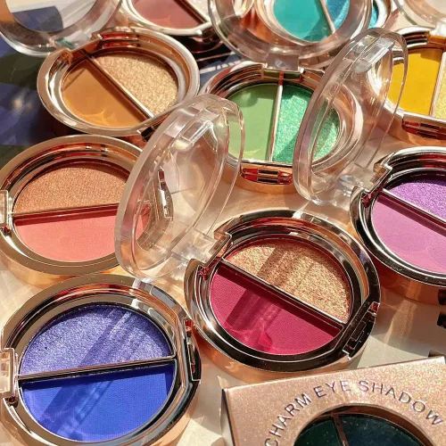 Miniatura 5 de Sombra de ojos de doble color, paleta de maquillaje de ojos de alto pigmento, polvo de sombra de ojos mate con brillo metálico, maquillaje de ojos