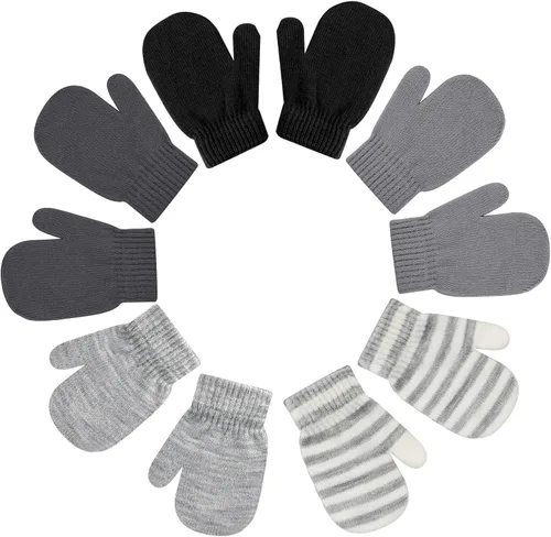 Miniatura 93 de ONESING 5 pares de guantes de invierno negros para bebés y niñas - Guantes cálidos para recién nacidos