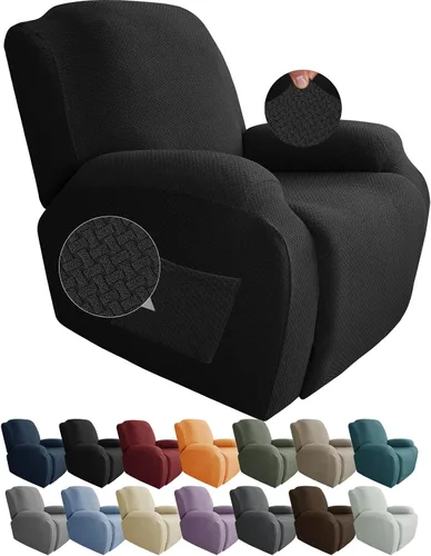 Miniatura 21 de JIVINER Fundas de sofá reclinable de 8 piezas, fundas elásticas de jacquard para sofá reclinable, fundas para sala de estar, protector suave de 3