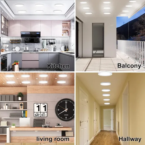 Miniatura 6 de ETL Lámpara de techo LED de 7 pulgadas, montaje empotrado, regulable, luz de techo plana redonda ultra delgada de 5000 K, luz diurna, lámpara de 3