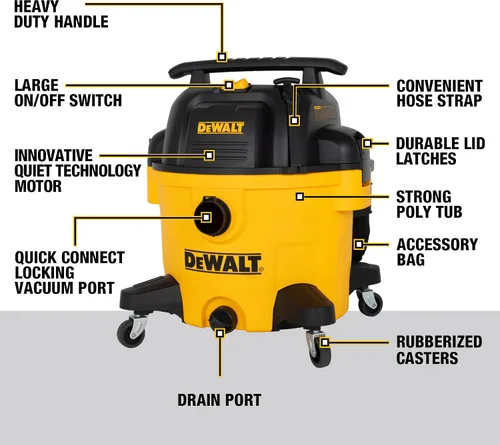 Miniatura 7 de DeWALT DXV09P - Aspiradora en húmedo y seco de 9 galones, color amarillo