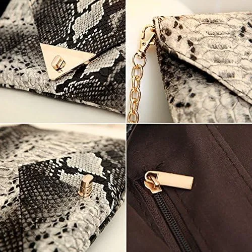 Miniatura 7 de Bolso de mano con diseño de piel de serpiente para mujer, bolso de hombro con cadena