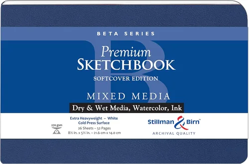 Stillman & Birn Serie Beta Cuaderno de Dibujo de Tapa Blanda, 8.5 x 5.5 pulgadas, 270 g/m² (Extra Pesado), Papel Blanco, Superficie Cold Press