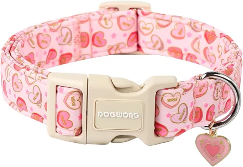 Miniatura 35 de DOGWONG Collar para perro de San Valentín, collar ajustable de algodón con corazón de caramelo azul, perfecto para perros pequeños a medianos