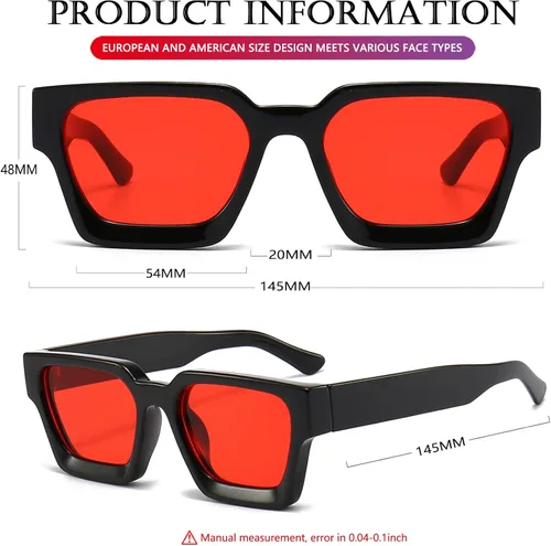 Miniatura 143 de AIEYEZO Gafas de sol cuadradas para mujeres y hombres, gafas de sol cuadradas con montura gruesa, estilo de diseñador simple