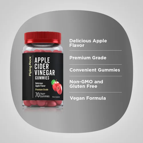 Miniatura 4 de Piping Rock Gomitas de vinagre de sidra de manzana, 70 unidades, suplemento ACV de grado premium para mujeres y hombres, sabor a manzana, vegano