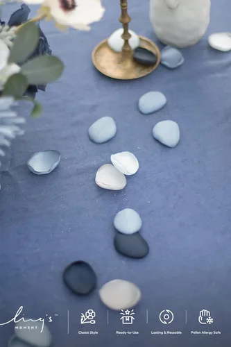 Miniatura 2 de Ling's moment - Pétalos de rosa de seda, color burdeos, azul marino, pétalos de flores para bodas, flores, niñas, centros de mesa, caminos de Azul