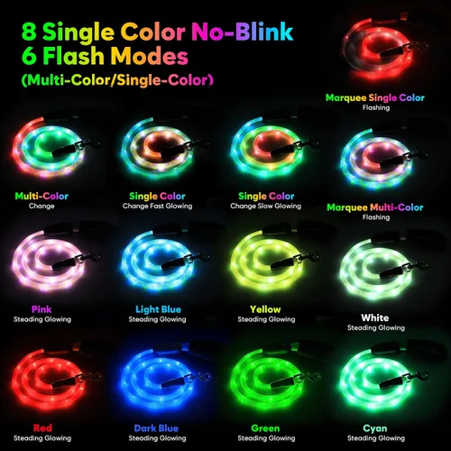 Miniatura 2 de YFbrite Correa de perro de 4 pies iluminada con 15 modos de parpadeo - Correa de perro LED súper brillante para perros pequeños, medianos y grandes