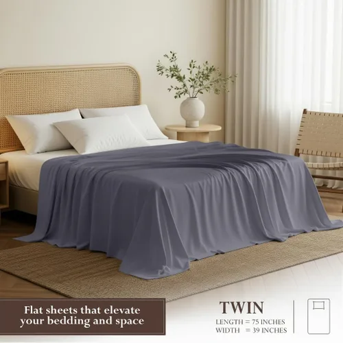 Miniatura 2 de Utopia Bedding Sábanas Planas - Paquete de 6 - Tela de Microfibra Cepillada Suave - Sábana Superior Resistente al Encogimiento y Decoloración - Gris