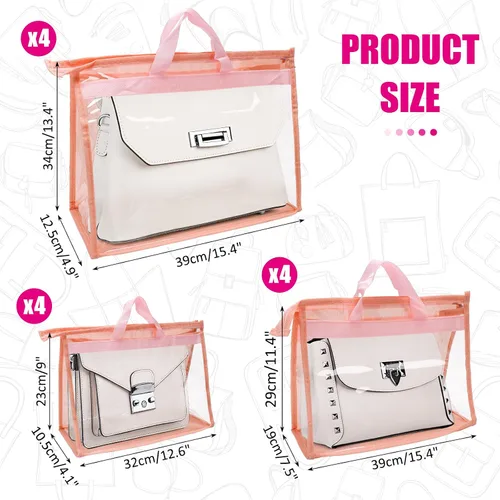 Miniatura 9 de 12 bolsas para el polvo para bolsas, bolsas de almacenamiento transparentes para mujeres, funda organizadora de 3 tamaños, organizador de armario