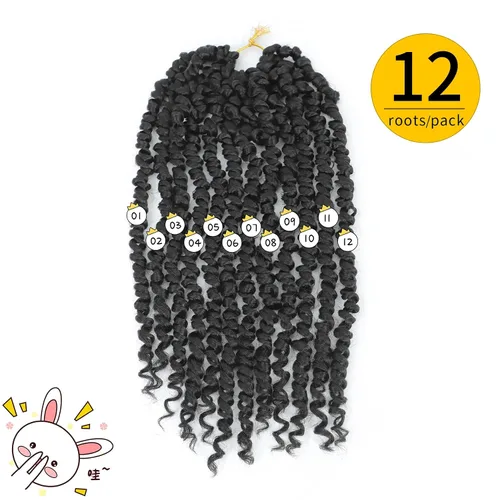 Miniatura 6 de Fulcrum Cabello Passion Twist de 8 pulgadas, 8 paquetes de cabello de ganchillo Passion Twist para mujeres negras, cabello de ganchillo con bucles