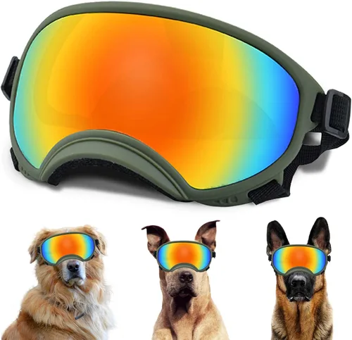 Miniatura 29 de Gafas de sol grandes para perros con correa ajustable, protección UV, a prueba de victorias, adecuadas para perros medianos y medianos