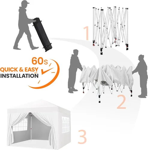 Miniatura 6 de Yaheetech Toldo desplegable de 10 x 10 pies con 4 paredes laterales extraíbles, tienda instantánea cerrada portátil, tienda de campaña impermeable