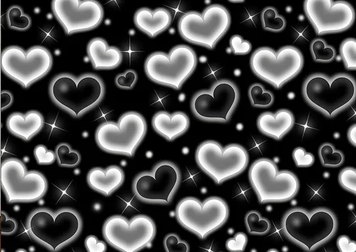 Telón de fondo estético de corazón blanco y negro de 7 x 5 pies, fondo de fotografía de amor, lindo patrón de corazones, cartel para cabina de fotos