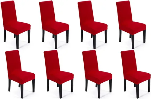 Miniatura 7 de Funda protectora de tela de elastano elástica extraíble y lavable para silla de comedor (color aguamarina, 6)