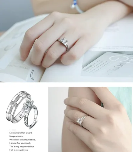 Miniatura 7 de Anillo de oro blanco estilo solitario Torre Eiffel con AAA redondo cúbico de cristal de circón de boda anillo de compromiso joyería de moda