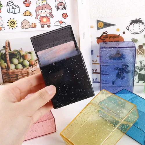 Miniatura 5 de Caja de almacenamiento de fotos transparente de 3 pulgadas, postales de ídolos de plástico de 3 pulgadas, soporte para tarjetas para fotos