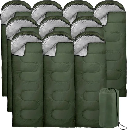Miniatura 10 de Paquete de 10 sacos de dormir para adultos en clima frío a granel para personas sin hogar, 4 estaciones, cálidos o fríos, ligeros, para interiores