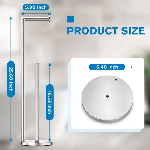Miniatura 2 de Soporte para papel higiénico, soporte para papel higiénico de níquel cepillado, soporte para papel higiénico independiente, almacenamiento de papel