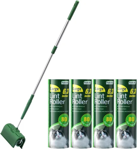 Fedicelly Rodillos de pelusa grandes para pelo de mascotas extra pegajosos para el suelo, removedor de pelo de gato y perro para ropa, alfombras,