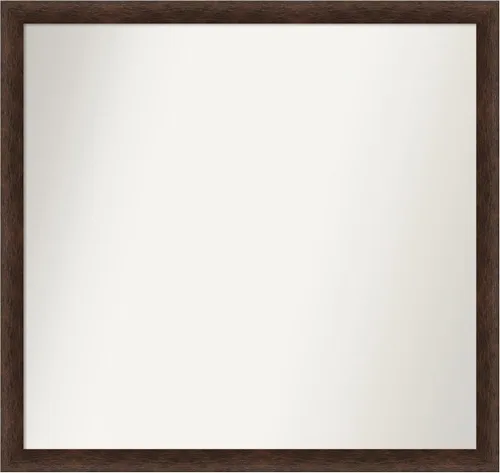 Miniatura 495 de Amanti Art Espejo de pared personalizado no biselado (24 x 27 pulgadas), marco estrecho de nogal chipre - varios tamaños personalizados - Espejo