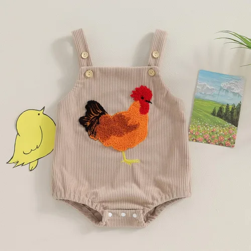 Miniatura 2 de Tsnbre Traje de verano para recién nacido, mameluco de pana, pollo, 0, 3, 6, 9, 12 meses