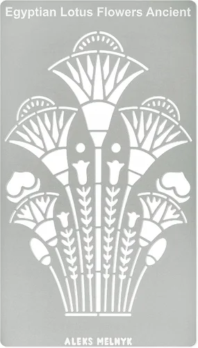 Aleks Melnyk No.459 - Plantilla de metal, espirales, flores de loto egipcias antiguas, adorno, patrones, plantilla pequeña, 1 unidad, plantilla para