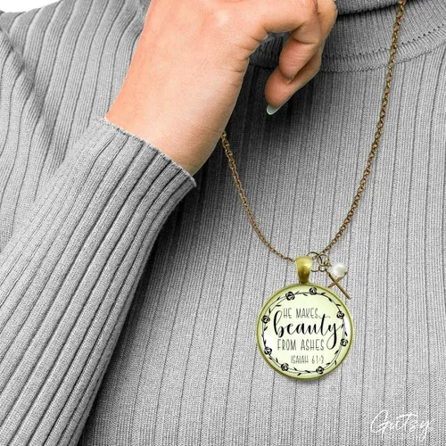 Miniatura 3 de Gutsy Goodness Faith He Cares - Collares hechos a mano con mensaje para mujer cristiana