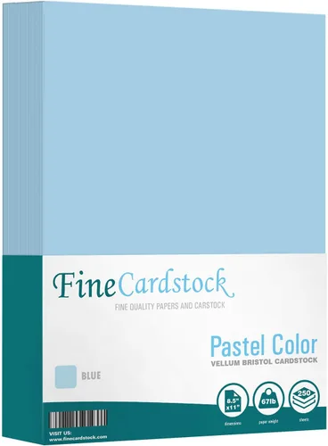 Papel de cartulina de color 67 Vellum Bristol, tamaños: 8.5 x 11 | 11 x 17 | 8.5 x 14 | 1 resma de 250 hojas por paquete. (8.5 x 11 azul)