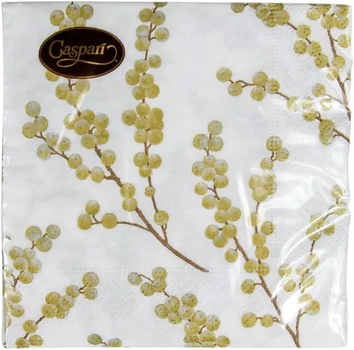 Miniatura 9 de Entertaining with Caspari Berry Branches - Servilletas de papel para cóctel, color blanco y dorado, paquete de 20