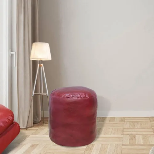 Miniatura 31 de Rugsotic Carpets Puf de cuero de cabra redondo hecho a mano ecológico negro – Puf de forma redonda, 14.0 in x 14.0 in x 14.0 in x 14.0 in, liso